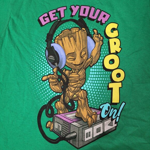 Marvel Kids Green Graphic Print "Get Your Groot On!" Short Sleeve T-Shirt Size 6 - Picture 2 of 8